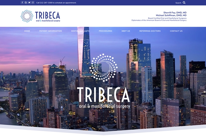 tribecaoralsurgery.com website screenshot